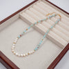 Women's Handmade Beaded Geometric Pearl Necklace And Bracelet With Cross Chain