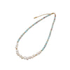 Women's Handmade Beaded Geometric Pearl Necklace And Bracelet With Cross Chain