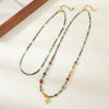 Women's Handmade Beaded Necklace With African Pine Red Agate Spotted Stone Stainless Steel Copper Geometric Design And Bird Pendant