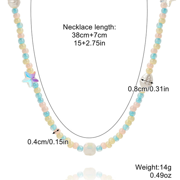 Women's Handmade Beaded Necklace With Artificial Crystal And Alloy Geometric Insects Star Pattern Electroplated