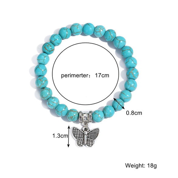 Women's Handmade Beaded Turquoise Geometric Bracelet Set