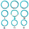 Women's Handmade Beaded Turquoise Geometric Bracelet Set