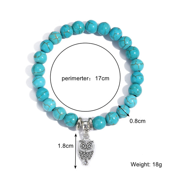 Women's Handmade Beaded Turquoise Geometric Bracelet Set