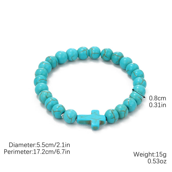 Women's Handmade Beaded Turquoise Geometric Bracelet Set