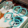 Women's Handmade Beaded Turquoise Geometric Bracelet Set