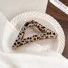 Women's Handmade Beige Leopard Print Shark Hair Clip With Bowknot And Simple Geometric Style