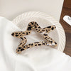Women's Handmade Beige Leopard Print Shark Hair Clip With Bowknot And Simple Geometric Style