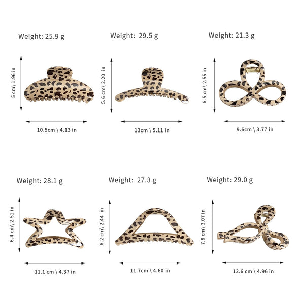 Women's Handmade Beige Leopard Print Shark Hair Clip With Bowknot And Simple Geometric Style
