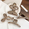 Women's Handmade Beige Leopard Print Shark Hair Clip With Bowknot And Simple Geometric Style