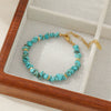 Women's Handmade Blue Pine Copper Geometric Asymmetrical Beaded Summer Bracelet