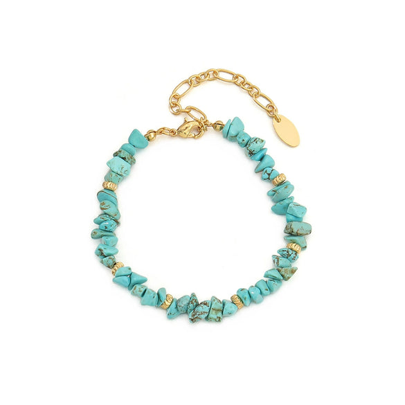 Women's Handmade Blue Pine Copper Geometric Asymmetrical Beaded Summer Bracelet