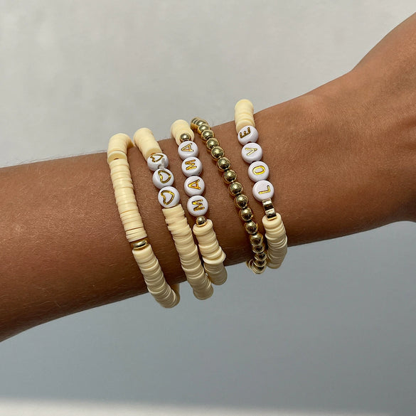 Women's Handmade Bracelets With Polymer Clay Ccb And Acrylic Geometric And Letter Pattern Sports Style