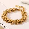 Women's Handmade Braided Chain Titanium Steel And Stainless Steel Bracelet With Pvd Vacuum Plating