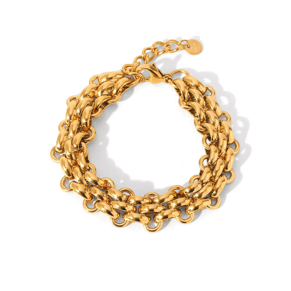 Women's Handmade Braided Chain Titanium Steel And Stainless Steel Bracelet With Pvd Vacuum Plating