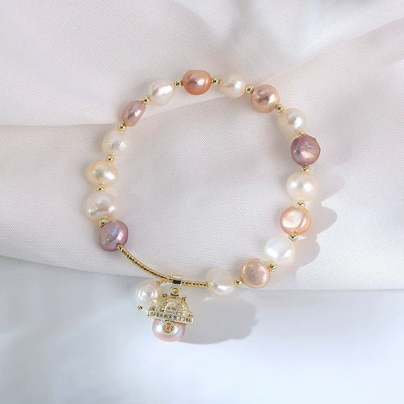 Women's Handmade Cartoon Animals Zodiac Freshwater Pearl Bracelet Plated 14K Gold