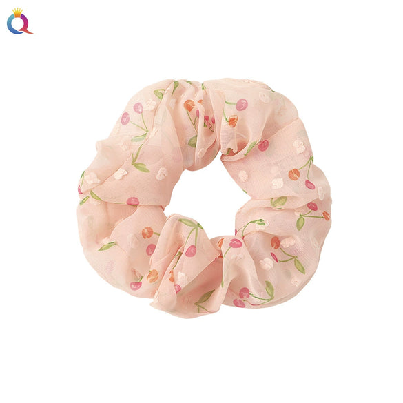 Women's Handmade Cloth Hair Loop With Printed Plant Flowers Design