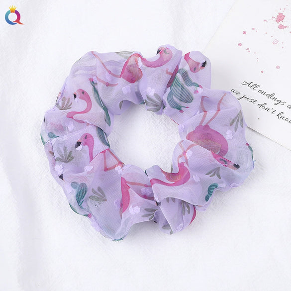 Women's Handmade Cloth Hair Loop With Printed Plant Flowers Design