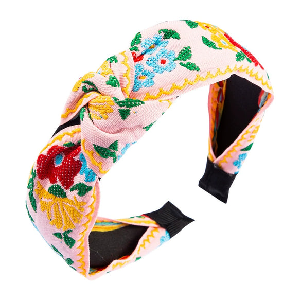 Women's Handmade Cloth Headband With Plant Flower Pattern