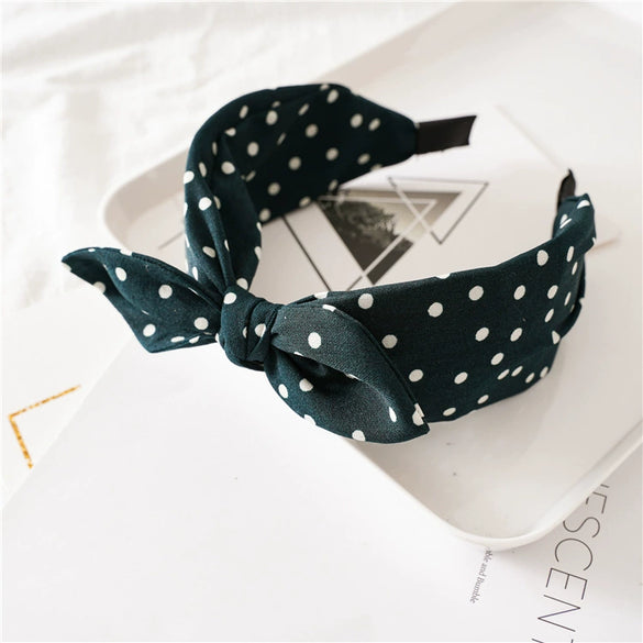 Women's Handmade Cloth Leopard Print Rabbit Ears Knotted Wide Headband Hair Accessories