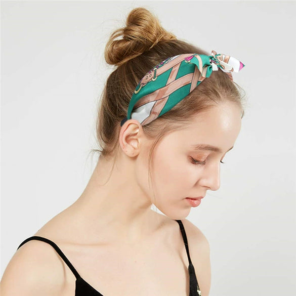 Women's Handmade Cloth Leopard Print Rabbit Ears Knotted Wide Headband Hair Accessories