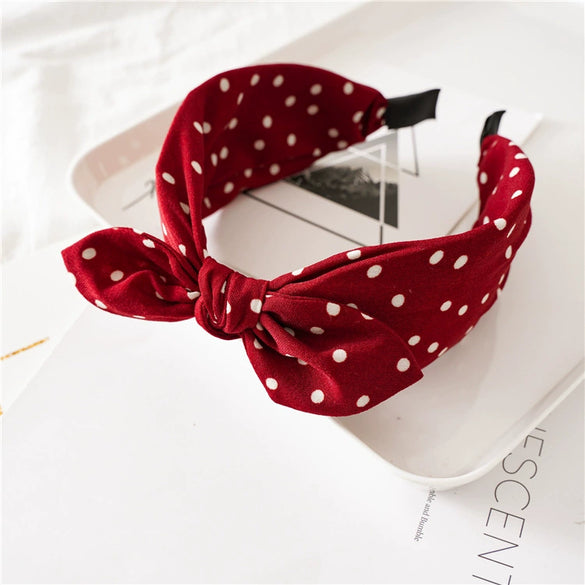 Women's Handmade Cloth Leopard Print Rabbit Ears Knotted Wide Headband Hair Accessories