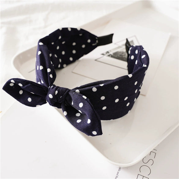 Women's Handmade Cloth Leopard Print Rabbit Ears Knotted Wide Headband Hair Accessories