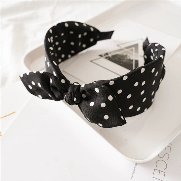 Women's Handmade Cloth Leopard Print Rabbit Ears Knotted Wide Headband Hair Accessories