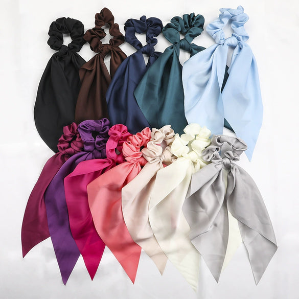 Women's Handmade Cloth Long Streamer Knotted Scarf Hair Tie