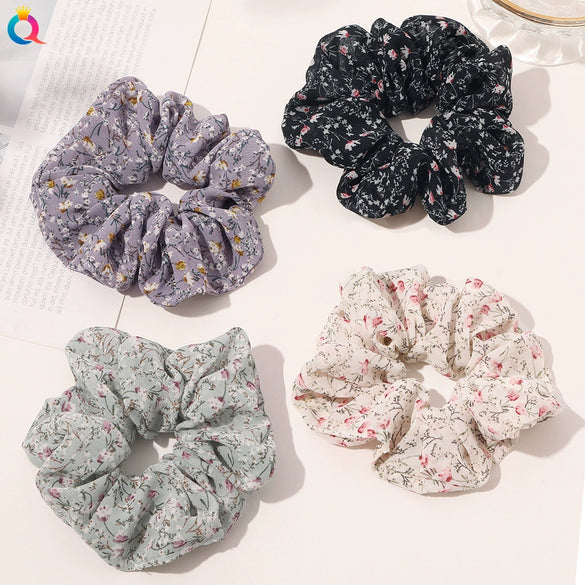 Women's Handmade Cloth Plaid Floral Large Intestine And Ball Hair Rings Hair Accessories