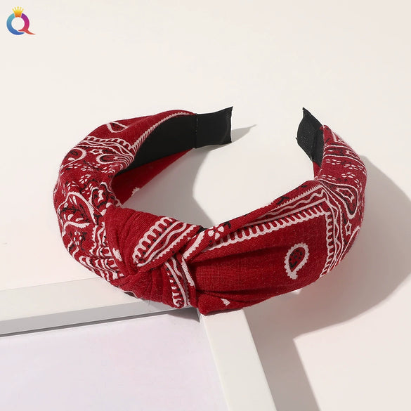 Women's Handmade Cloth Polka Dot Bee Stripe Knotted Widebrimmed Headband Hairband With Side Clip