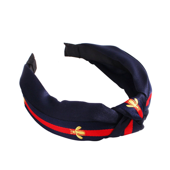 Women's Handmade Cloth Polka Dot Bee Stripe Knotted Widebrimmed Headband Hairband With Side Clip