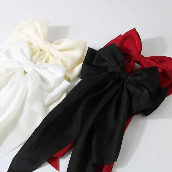 Women's Handmade Cloth Ribbon Bow Spring Clip Hair Accessories