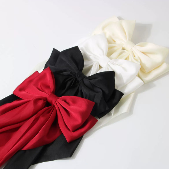 Women's Handmade Cloth Ribbon Bow Spring Clip Hair Accessories