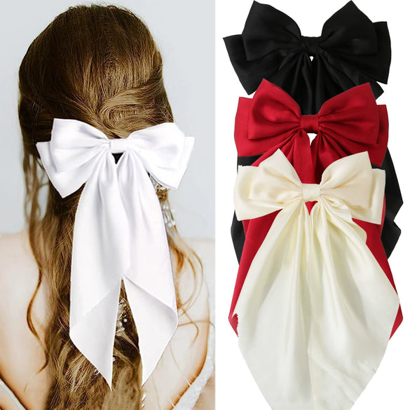 Women's Handmade Cloth Ribbon Bow Spring Clip Hair Accessories