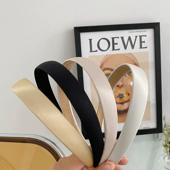 Women’s Handmade Cloth Satin Hairband With Fine Edges Simple Fresh Style Headwear For Makeup And Face Washing