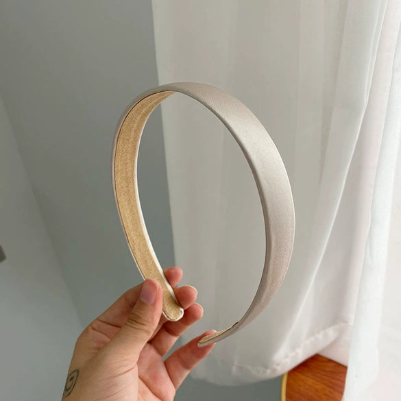 Women’s Handmade Cloth Satin Hairband With Fine Edges Simple Fresh Style Headwear For Makeup And Face Washing