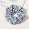 Women's Handmade Cloth Scrunchie Hair Tie With Zipper Detail And Small Dot Stripe Pattern Simple Natural Hair Accessory Wholesale