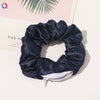 Women's Handmade Cloth Scrunchie Hair Tie With Zipper Detail And Small Dot Stripe Pattern Simple Natural Hair Accessory Wholesale