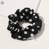 Women's Handmade Cloth Scrunchie Hair Tie With Zipper Detail And Small Dot Stripe Pattern Simple Natural Hair Accessory Wholesale