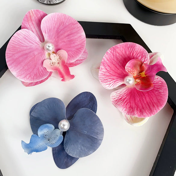 Women's Handmade Cloth Simulated Butterfly Orchid Hair Clip