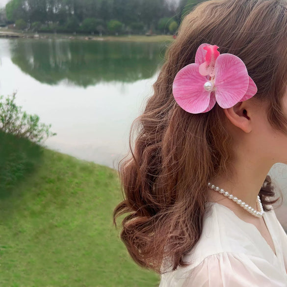 Women's Handmade Cloth Simulated Butterfly Orchid Hair Clip