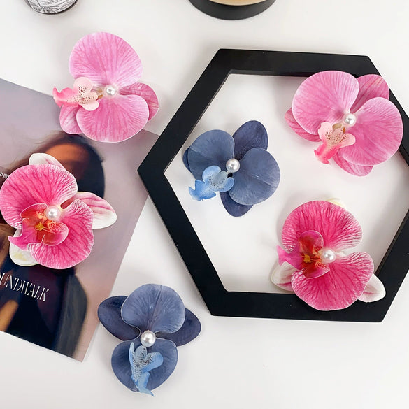 Women's Handmade Cloth Simulated Butterfly Orchid Hair Clip