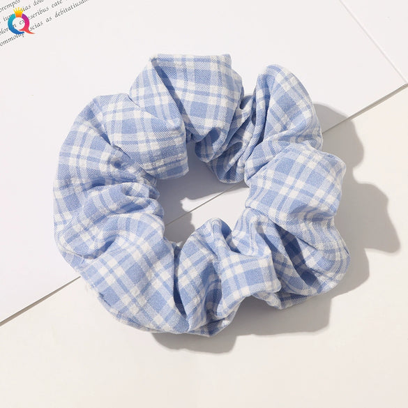 Women's Handmade Cloth Striped Plaid Scrunchie Hair Tie Cute Sweet Hair Accessory For Everyday Styling