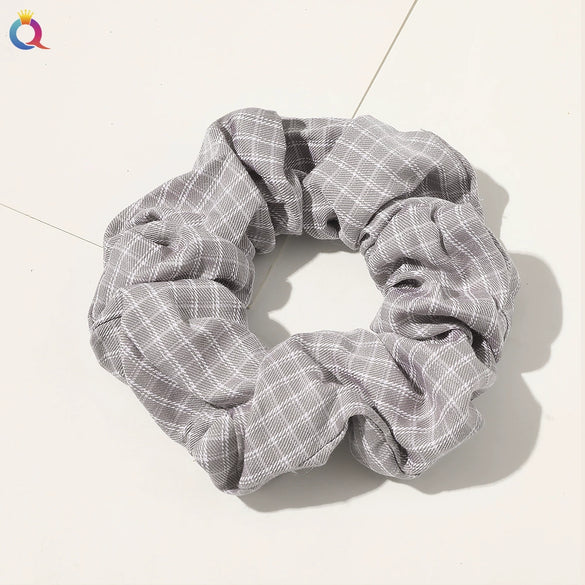 Women's Handmade Cloth Striped Plaid Scrunchie Hair Tie Cute Sweet Hair Accessory For Everyday Styling