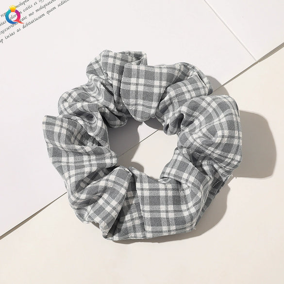 Women's Handmade Cloth Striped Plaid Scrunchie Hair Tie Cute Sweet Hair Accessory For Everyday Styling