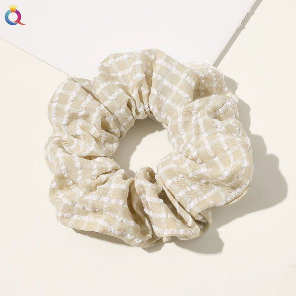 Women's Handmade Cloth Striped Plaid Scrunchie Hair Tie Cute Sweet Hair Accessory For Everyday Styling