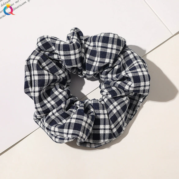 Women's Handmade Cloth Striped Plaid Scrunchie Hair Tie Cute Sweet Hair Accessory For Everyday Styling