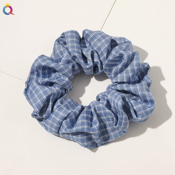 Women's Handmade Cloth Striped Plaid Scrunchie Hair Tie Cute Sweet Hair Accessory For Everyday Styling