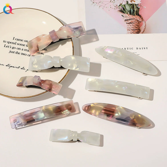 Women's Handmade Colorful Acetic Acid Spring Clip Hairpin Bow Tie Head Accessories