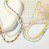 Women's Handmade Crystal And Pearl Beaded Clavicle Chain Necklace With Flower And Geometric Rhombus Pattern